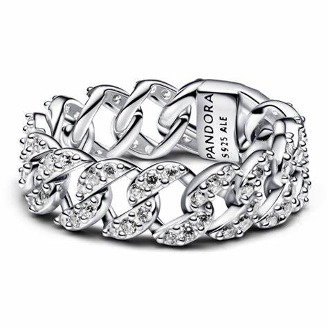 PANDORAPandora Pavé Cuban Chain Ring 193557C01 - 52 – Sterling Silver, Cubic Zirconia, Size 52BIJOUXEcecile