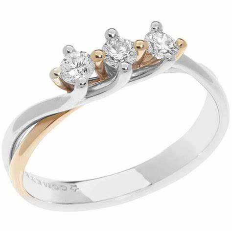 COMETEComete ANB2578 Trilogy Bicolor 18 K White & Rose Gold Diamond Ring 0.30 ctJEWELRYEcecile