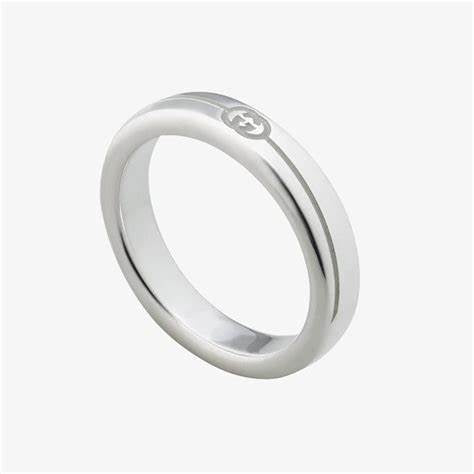 Bague Gucci Tag en argent sterling 4 mm avec logo G imbriqué - Taille 6
