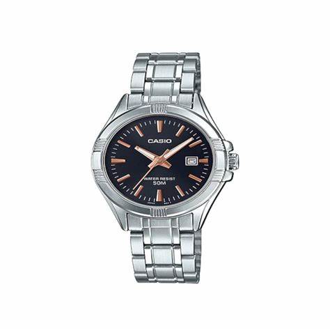 CASIO & VINTAGECasio LTP - 1308D - 1A2VDF Women's Analog Watch - Stainless Steel, Black Dial, Date DisplayWATCHESEcecile