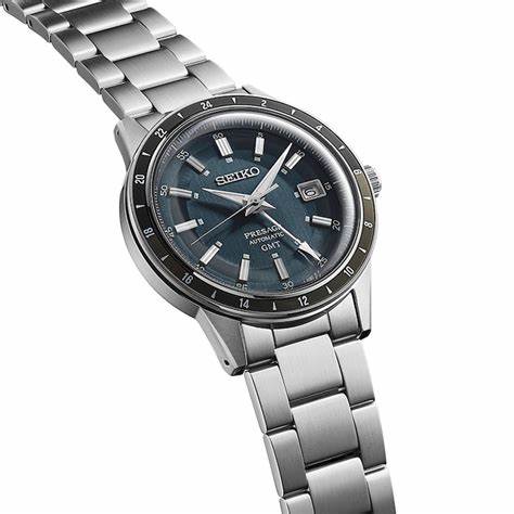 Seiko Presage SSK009J1 Reloj GMT Automático Hombre - Esfera Verde Teal, Brazalete de acero