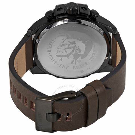 Diesel DZ4401 Mega Chief Men's Watch - Blue Dial, Brown Leather Strap