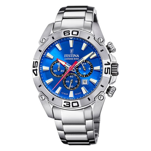 Festina Chrono Bike F20543/2 – 45.5 mm Blue Dial Chronograph, 100 m Water-Resistant