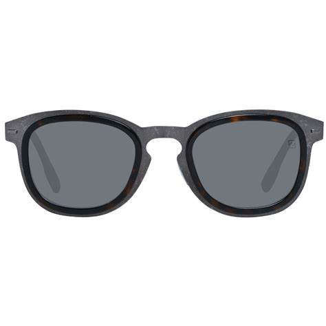 Ermenegildo Zegna Couture ZC0007 20D50 Herren-Sonnenbrille - Rahmen aus schildpattfarbenem Titan, graue polarisierte Gläser, 50 mm