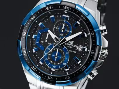 Casio Edifice EFR-539D-1A2VUEF Men's Stainless Steel Chronograph Watch with Blue Accents