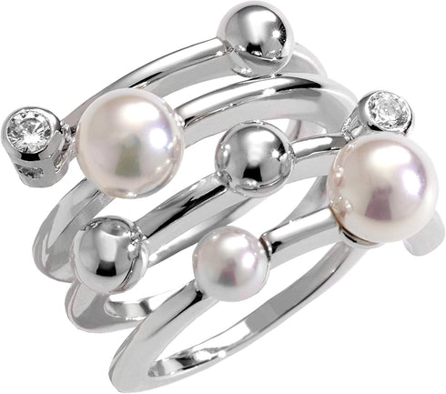MAJORICAMajorica 10554.01.2.917.700.1 Women's Ring – Rhodium - Plated Silver, 4/6mm Pearls, Size 17BIJOUXEcecile