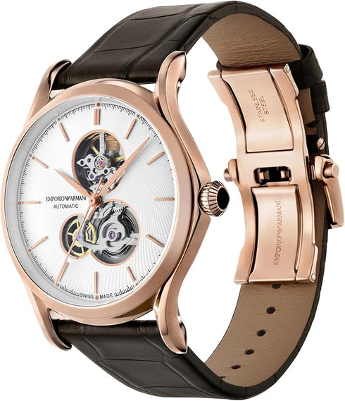 Emporio Armani ARS3401 Orologio svizzero automatico da uomo - Oro rosa, cinturino in alligatore