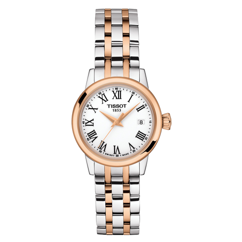 Tissot Classic Dream Lady T129.210.22.013.00 Reloj de señora - Acero inoxidable bicolor, esfera blanca