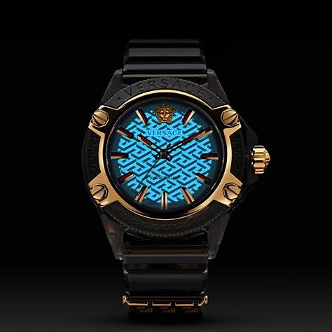 Versace VE6E00123 Icon Active Reloj Unisex - Caja transparente, Correa de silicona negra