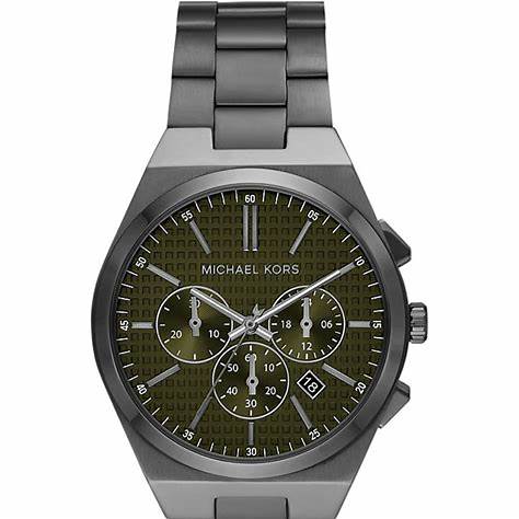 Michael Kors MK9118 Herrenuhr mit übergroßem Chronographen aus Gunmetal-Edelstahl