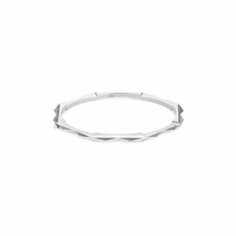 Gucci Link to Love Pulsera de Oro Blanco de 18 Quilates con Tachuelas - 4mm Ancho de Banda