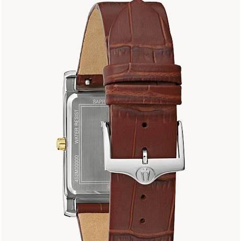 Bulova 98B430 Sutton Men's Watch - Silver Dial, Brown Leather Strap