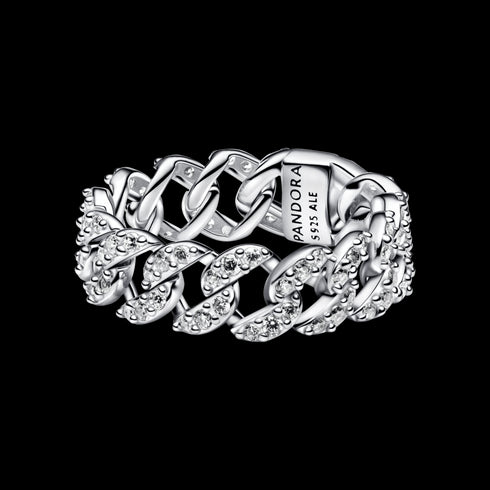 PANDORAPandora Pavé Cuban Chain Ring 193557C01 - 52 – Sterling Silver, Cubic Zirconia, Size 52BIJOUXEcecile