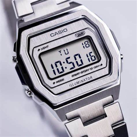 Casio A1000DN-7ER Reloj digital unisex - Caja de acero plateada con pulseras intercambiables de metal y tela