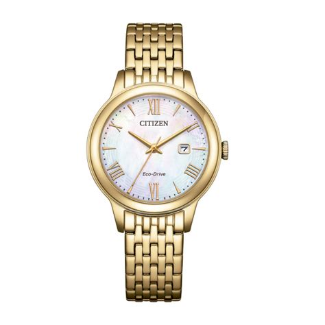 CITIZENCitizen EW2623 - 53D Eco - Drive Women's Watch - Gold - Tone, Mother - of - Pearl DialWATCHESEcecile