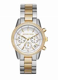 Michael Kors MK6474 Damen Ritz zweifarbige Chronograph Uhr mit Kristall Akzenten