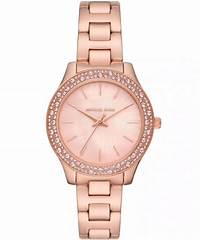 Michael Kors MK1068SET Montre et bracelet en or rose pour femme - Accents en cristal pavé