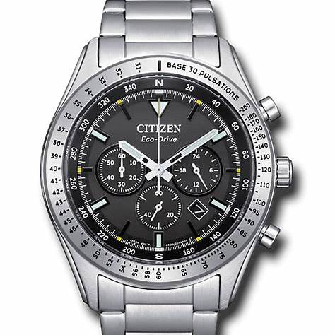 CITIZENCitizen Eco - Drive CA4600 - 89E Men's Chronograph Watch – Black Dial, Stainless Steel BraceletWATCHESEcecile