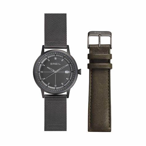 Breil New One TW1912 Men's Chronograph Watch - Black Dial, Rose Gold Accents, Black Stainless Steel Bracelet