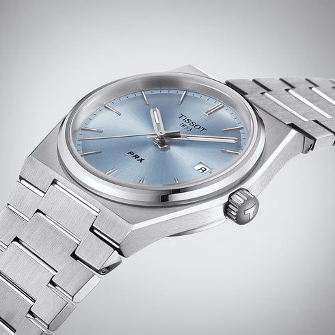 Tissot PRX T137.210.11.351.00 Reloj de cuarzo unisex - 35mm Acero inoxidable, esfera azul hielo