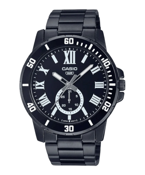 CASIO & VINTAGECasio MTP - VD200B - 1BUDF Men's Watch - Black Dial, Stainless Steel BraceletWATCHESEcecile