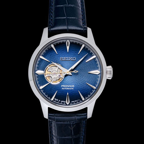SEIKOSeiko Presage SSA405J1 Men's Automatic Watch - Blue Open Heart Dial, Blue Leather StrapWATCHESEcecile