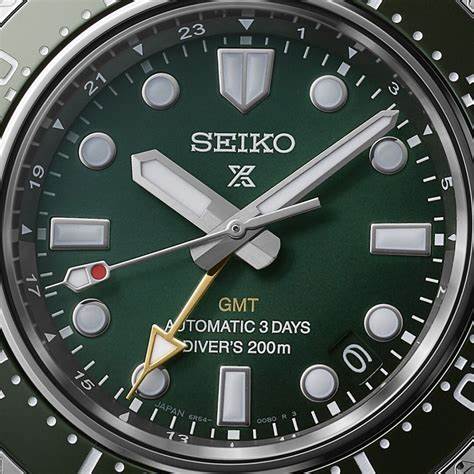 Seiko Prospex SPB381J1 Reloj de buceo GMT automático para hombre - 42mm Caja de acero inoxidable, esfera verde, bisel cerámico