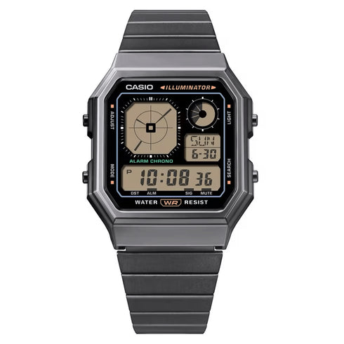 CASIO & VINTAGECasio Vintage A130WEGG - 1AEF Men's Digital Watch - Black Resin Case, Multicolored DialWATCHESEcecile
