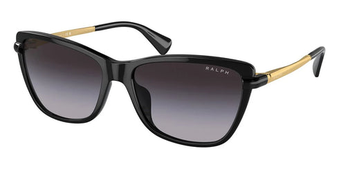 Ralph by Ralph Lauren RA5308U 5001/8G Women's Cat-Eye Sunglasses – Shiny Black Frame, Grey Gradient Lenses
