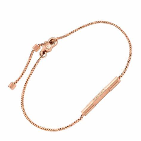 Gucci Link to Love Pulsera de oro rosa de 18 ct con barra grabada "Gucci" - Longitud ajustable