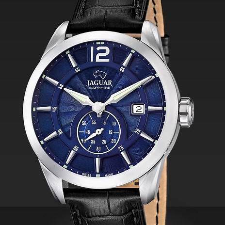 JAGUARJaguar Men's Swiss Quartz Watch - Model J663/2, Stainless Steel Case, Blue Dial, Black Leather StrapWATCHESEcecile