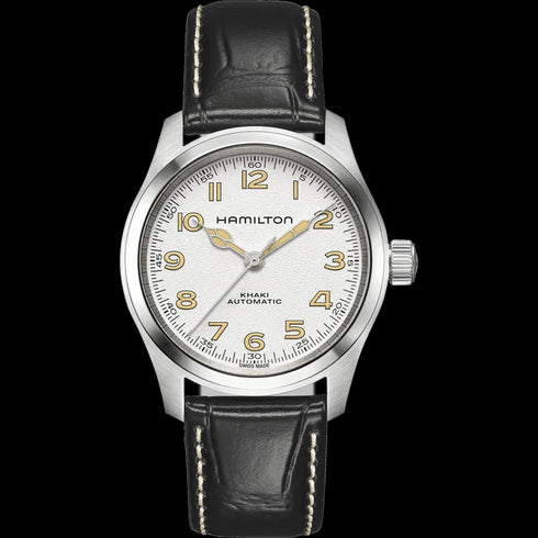 HAMILTONHamilton Khaki Field Murph Auto H70405710 - 38mm Stainless Steel, White Dial, Black Leather StrapWATCHESEcecile