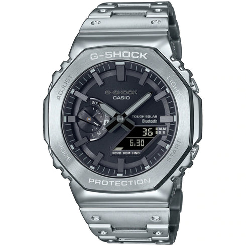 Casio G-Shock GM-B2100D-1AER Reloj para hombre totalmente metálico - Acero inoxidable plateado, Bluetooth, Solar