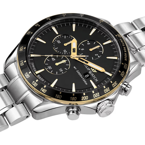 PHILIP WATCHPhilip Watch R8273995007 Blaze Chronograph Men's Watch - 44mm, Black Dial, Steel BraceletWATCHESEcecile