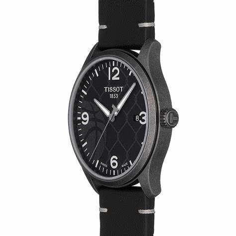 TISSOTTissot Gent XL 3x3 Street Basketball Men's Watch - Black Dial, Antique Steel PVD Case, Black Leather StrapWATCHESEcecile