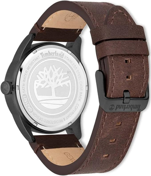 TIMBERLANDTimberland TDWGA2152104 Northbridge Men's Watch – 45mm Black Stainless Steel Case, Brown Leather Strap, Black Dial, Quartz Movement, 5 ATM Water ResistanceWATCHESEcecile