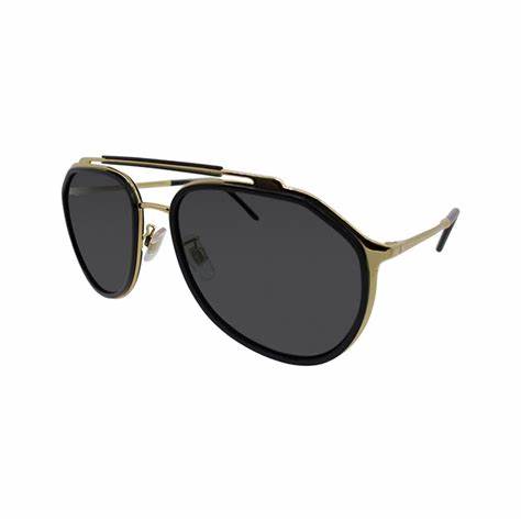 Dolce & Gabbana DG2277 02/87 Men's Sunglasses - Gold/Black Frame, Dark Gray Lenses