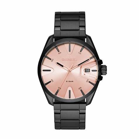 Diesel DZ1904 MS9 Men's Watch - Rose Gold Dial, Black Stainless Steel Bracelet