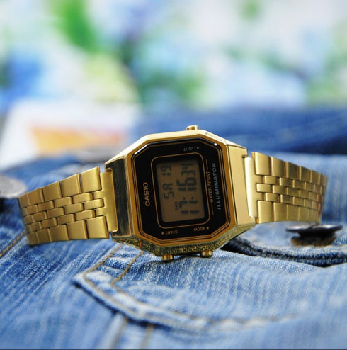 CASIO & VINTAGECasio LA680WEGA - 1ER Women's Digital Watch - Gold - Tone, Black DialWATCHESEcecile