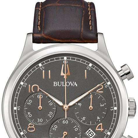 Bulova 96B356 Precisionist Chronograph Herrenuhr - graues Zifferblatt, braunes Lederarmband