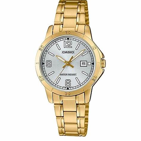 CASIO & VINTAGECasio MTP - V004G - 7B2UDF Men's Gold - Tone Analog Watch – Silver DialWATCHESEcecile
