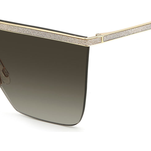 Jimmy Choo LEAH/S 06J/HA Damen Sonnenbrille - 60mm, Glitter Gold Rahmen mit braunen Verlaufsgläsern