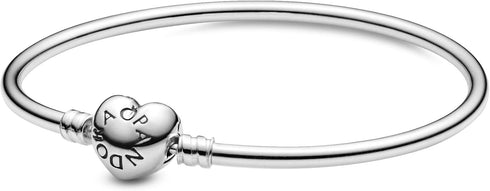PANDORAPandora Moments 596268 - 17 Sterling Silver Bangle Bracelet with Heart Clasp - 17cmBIJOUXEcecile