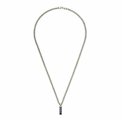 Gucci - Pendentif en émail noir en argent sterling - Modèle YBB678714003