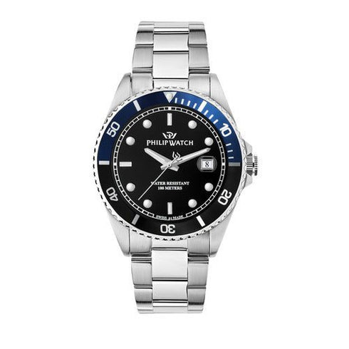 PHILIP WATCHPhilip Watch Caribe R8253597091 Men's 42mm Steel Watch - Black Dial, Blue & Black BezelWATCHESEcecile