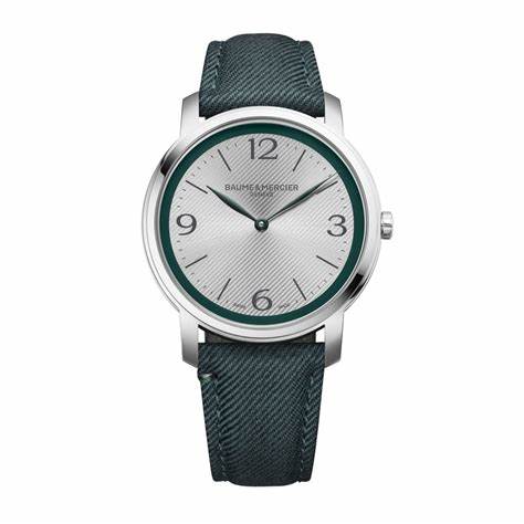BAUME&MERCIERBaume & Mercier Classima MOA10705 Men's Quartz Watch – 42mm Stainless Steel Case, Silver Sun Satin Dial with Green Flange, Interchangeable StrapsWATCHESEcecile
