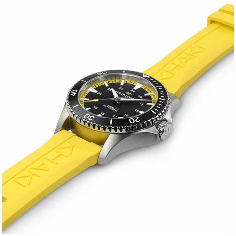 Hamilton Khaki Navy Scuba Auto H82395332 - 40mm Stainless Steel, Black Dial, Acid Yellow Rubber Strap