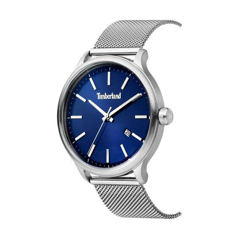 Timberland TBL15638JS03MM Reloj Hombre - Caja de acero inoxidable plateado, esfera azul, brazalete de malla plateado