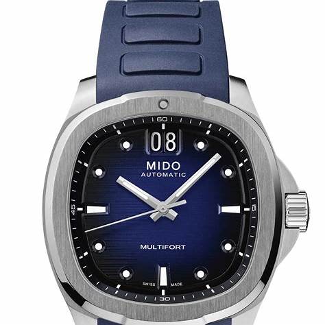 Mido Multifort TV Big Date M049.526.17.041.00 Montre Homme Automatique - Cadran bleu, bracelet caoutchouc bleu