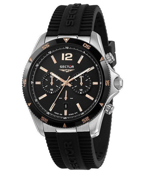 SECTORSector 650 Chronograph R3271631002 – 43mm Black Dial, Rubber StrapWATCHESEcecile